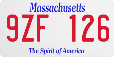 MA license plate 9ZF126