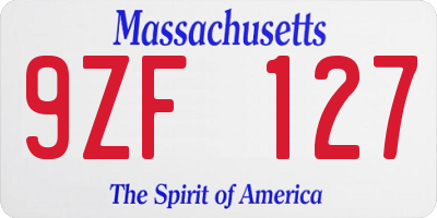 MA license plate 9ZF127