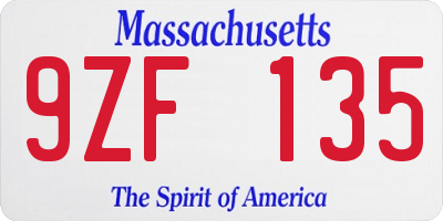 MA license plate 9ZF135