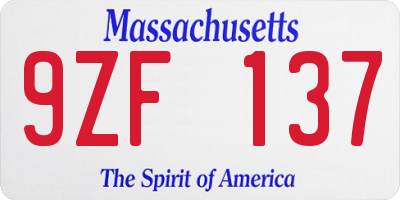 MA license plate 9ZF137