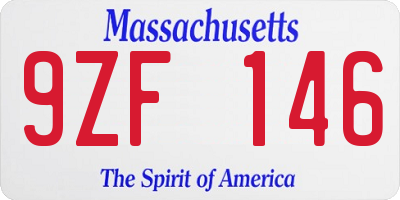 MA license plate 9ZF146