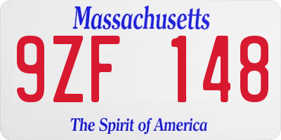 MA license plate 9ZF148