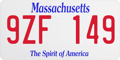 MA license plate 9ZF149