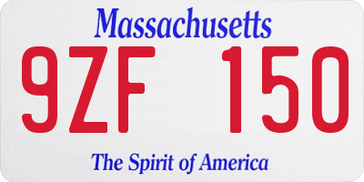 MA license plate 9ZF150