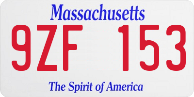 MA license plate 9ZF153