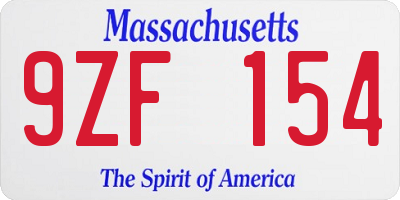 MA license plate 9ZF154