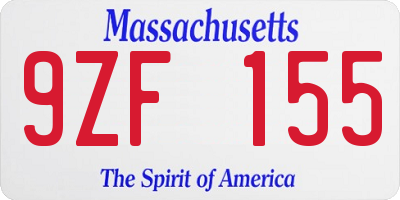 MA license plate 9ZF155