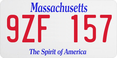 MA license plate 9ZF157