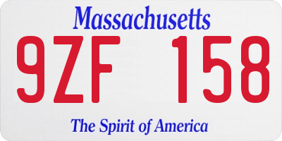 MA license plate 9ZF158