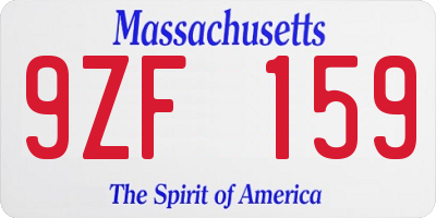 MA license plate 9ZF159