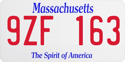 MA license plate 9ZF163