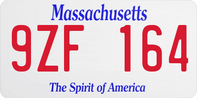 MA license plate 9ZF164
