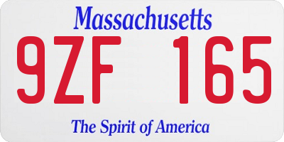 MA license plate 9ZF165