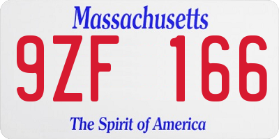 MA license plate 9ZF166