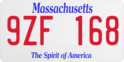 MA license plate 9ZF168