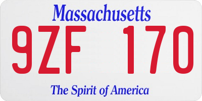 MA license plate 9ZF170