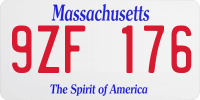 MA license plate 9ZF176