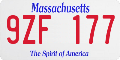 MA license plate 9ZF177