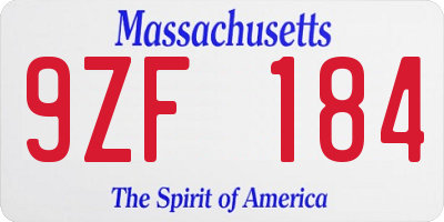 MA license plate 9ZF184