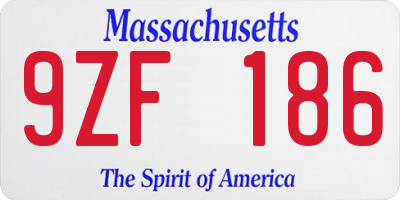 MA license plate 9ZF186