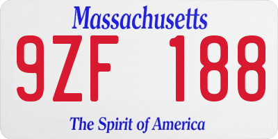 MA license plate 9ZF188