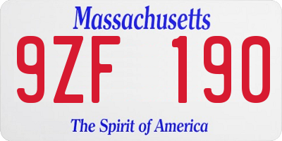 MA license plate 9ZF190