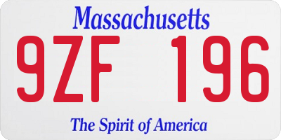 MA license plate 9ZF196