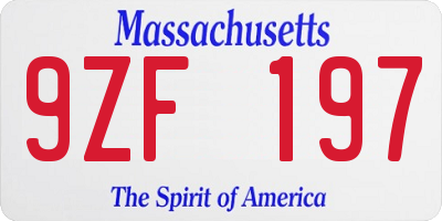 MA license plate 9ZF197
