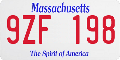 MA license plate 9ZF198