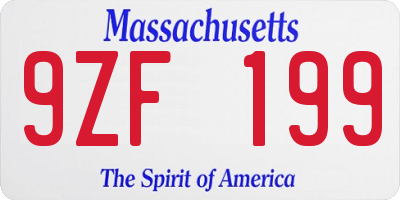 MA license plate 9ZF199