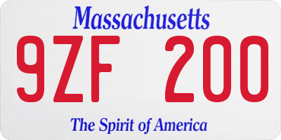 MA license plate 9ZF200