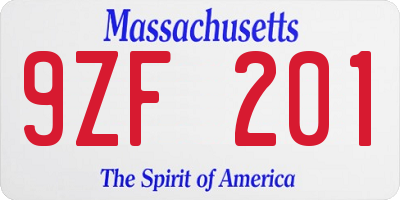 MA license plate 9ZF201