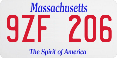 MA license plate 9ZF206