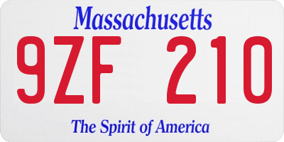 MA license plate 9ZF210