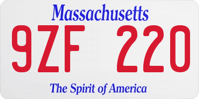 MA license plate 9ZF220