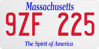 MA license plate 9ZF225