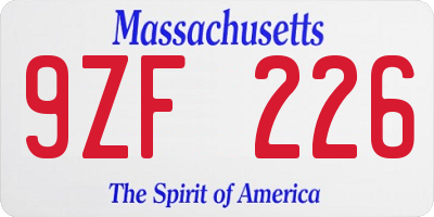 MA license plate 9ZF226