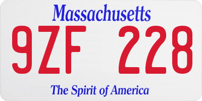 MA license plate 9ZF228