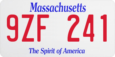 MA license plate 9ZF241