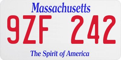 MA license plate 9ZF242