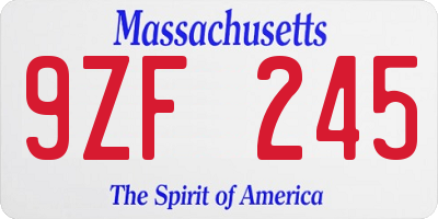 MA license plate 9ZF245