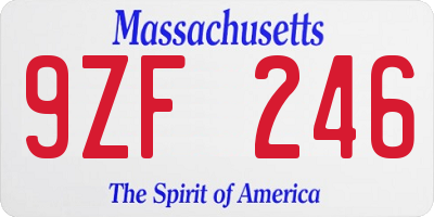 MA license plate 9ZF246