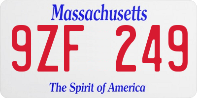 MA license plate 9ZF249