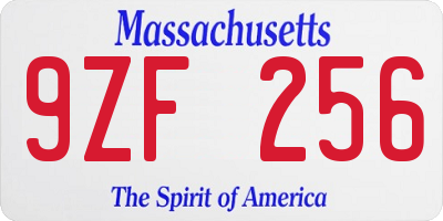 MA license plate 9ZF256