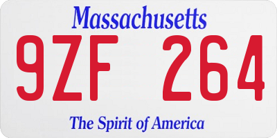 MA license plate 9ZF264