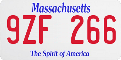 MA license plate 9ZF266