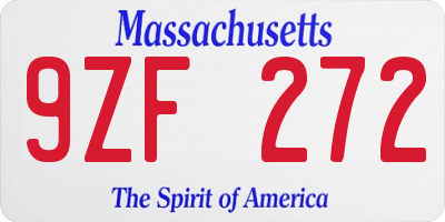 MA license plate 9ZF272