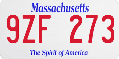 MA license plate 9ZF273
