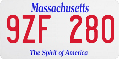 MA license plate 9ZF280