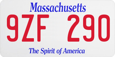 MA license plate 9ZF290